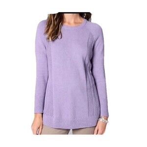 J. Jill Textured-Sides Crew Neck Sweater Winterberry Purple Size 3x